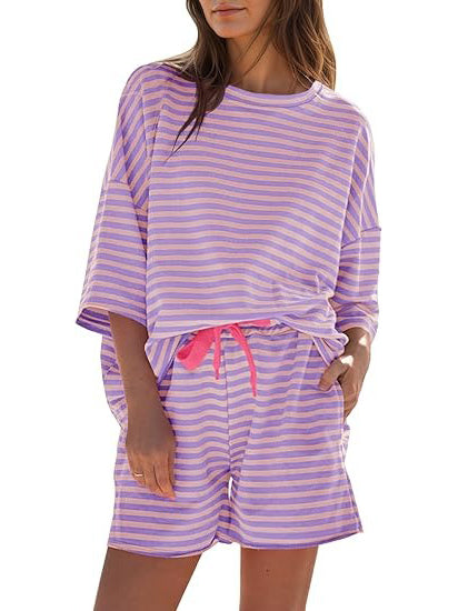 Women's Striped 3/4 Sleeve Lounge Sets