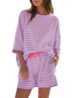 Women's Striped 3/4 Sleeve Lounge Sets
