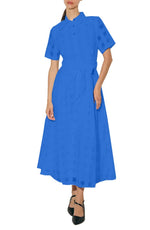 Women's Button Down Organza Maxi Shirt Dress