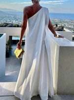Women's Elegant Asymmetrical One Shoulder Maxi Dress