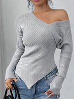 Women's Asymmetrical One-Shoulder Knitted Top