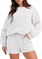 Women 2 Piece Sweatshirt & Shorts Lounge Set
