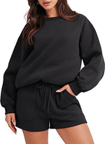 Women 2 Piece Sweatshirt & Shorts Lounge Set