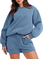 Women 2 Piece Sweatshirt & Shorts Lounge Set