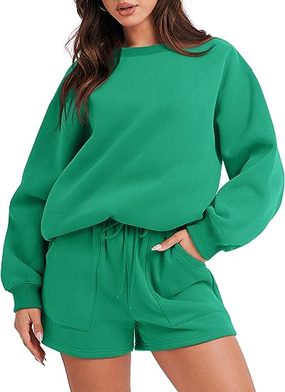 Women 2 Piece Sweatshirt & Shorts Lounge Set