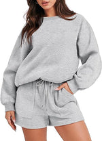 Women 2 Piece Sweatshirt & Shorts Lounge Set