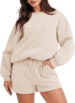 Women 2 Piece Sweatshirt & Shorts Lounge Set