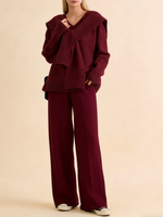 Women's Sweater with Attached Scarf Two-Piece Set
