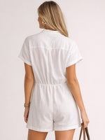 Women's Mandarin Collar Short Sleeve Romper