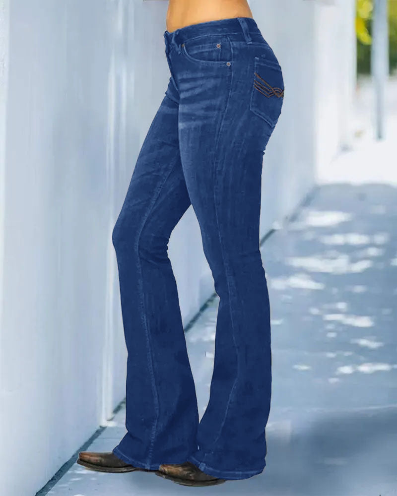 Vintage Mid Waist Flare Jeans