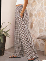 Women's High Waisted Gingham Palazzo Pants