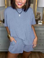 Women's Summer Ribbed Top and Short Set