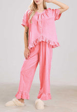 Women's2 Piece Gingham Pajama Set