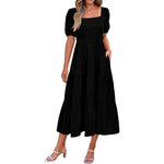 Puff Sleeve Smocked FlowyMidi Dress