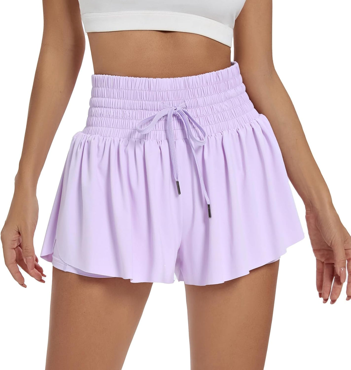 Women's High Waist Drawstring Flowy Athletic Shorts