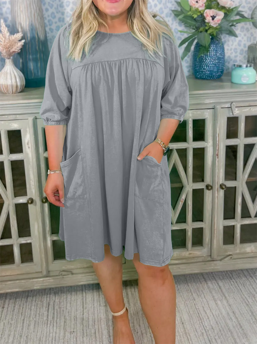 Women's Acid Washed Flowy Casual Dress with Pockets
