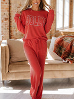 Women's Christmas Jolly Ribbed Lounge Set