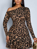 Women's Leopard Off-Shoulder Mini Dress