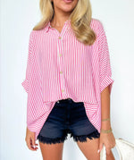 Women's Oversized Striped Button-down Shirt