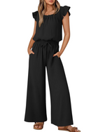 Women's Ruffle Sleeve Solid Color One Piece Jumpsuit