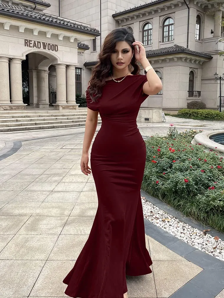 Women's Elegant Off Shoulder Bodycon Party Evening Dress
