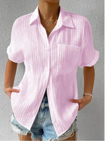 New Shirt Collar Casual Buttoned Loose Blouse