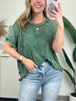 Washed Ribbed Plunger Short Sleeve
