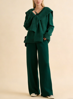 Women's Sweater with Attached Scarf Two-Piece Set