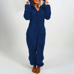 Women's Pajamas Furry Zipper Jumpsuit Hooded Pajamas