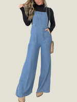 Women's Denim Wide Leg Overalls Jumpsuits