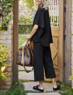 Women's Casual Batwing Sleeve Pullover Top and Wide Leg Set