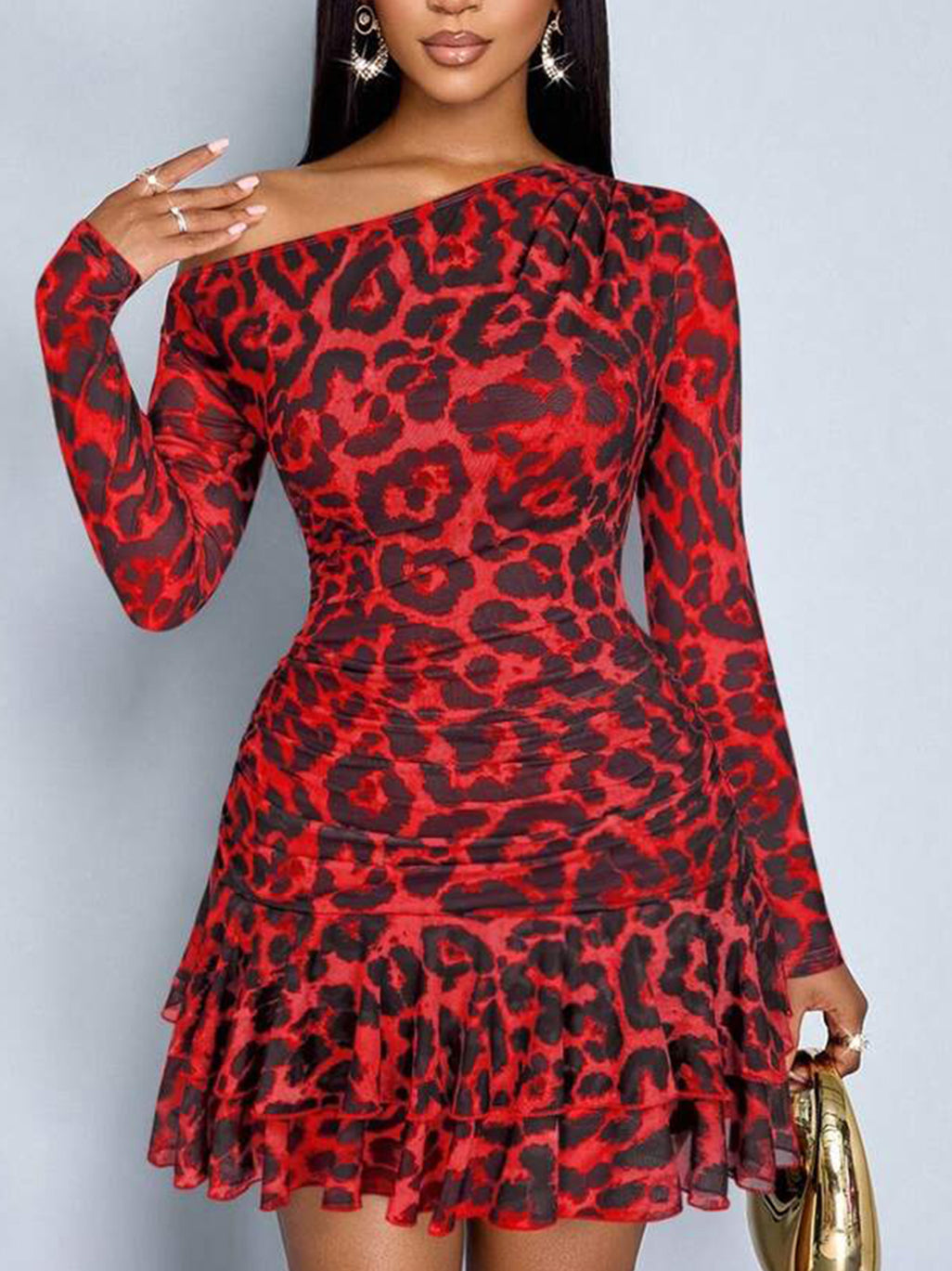 Women's Leopard Off-Shoulder Mini Dress