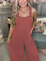 Women's Checker Detail Wide Leg Overalls