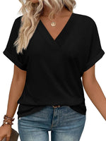 Women's Summer V Neck Short Sleeve Basic T Shirt