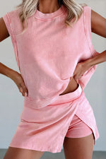 Women's Mineral Wash Tank Top and Slit Skirt Set