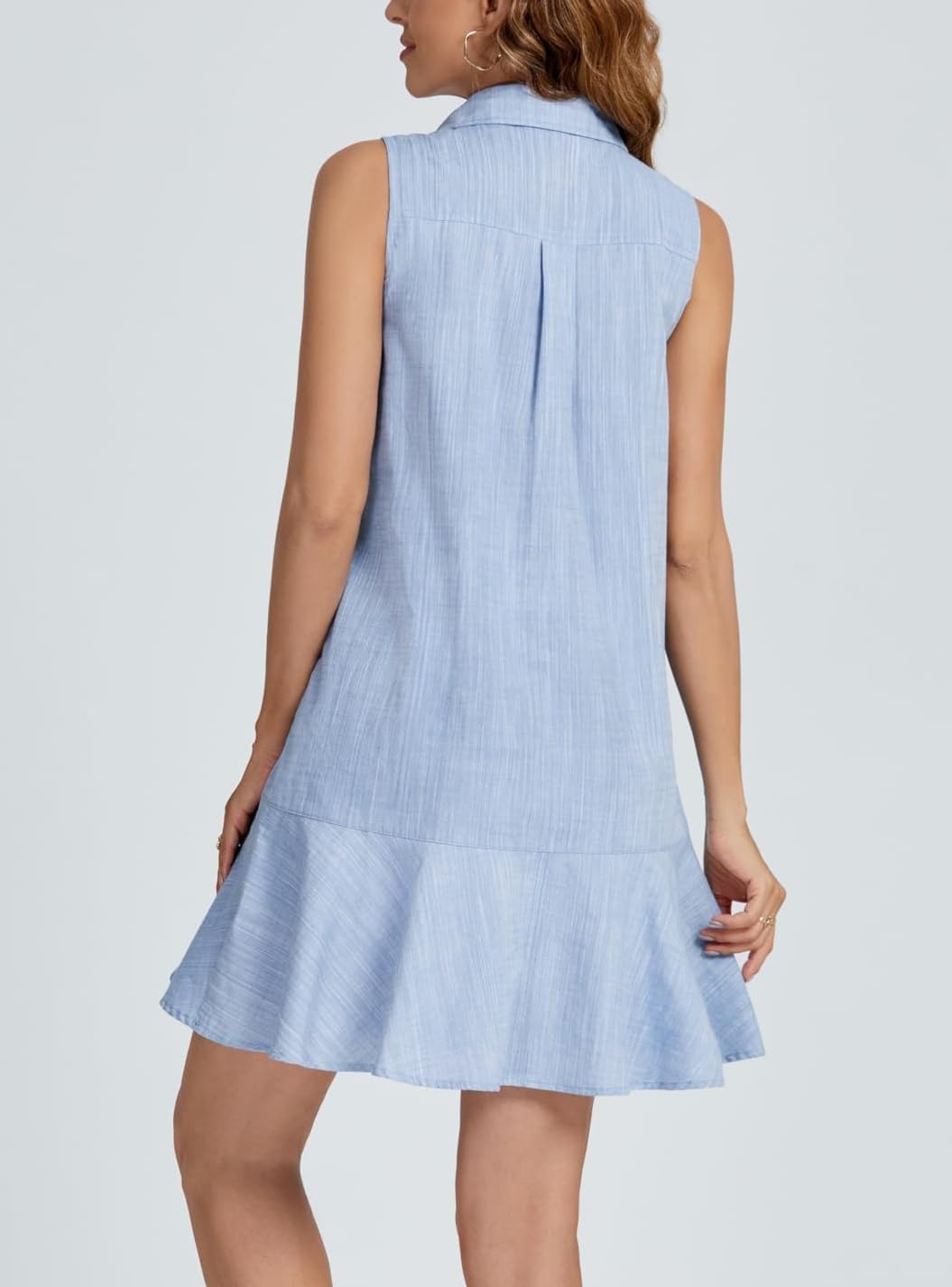 Women's Sleeveless Button Dwon Shirt Dress