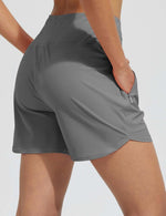 Women's 5 Inseam Drawstring High Waisted Quick Dry Swim Shorts