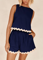 Women's Casual Vest High Waisted Shorts Set