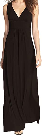 Sleeveless Deep V Neck Loose Casual Dress