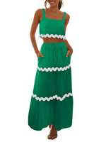 Women's Square Neck Lace Up Half Skirt Set