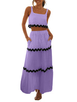 Women's Square Neck Lace Up Half Skirt Set