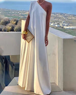 Women's Elegant Asymmetrical One Shoulder Maxi Dress