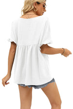 Women's Casual V Neck Ruffle Sleeve Blouse