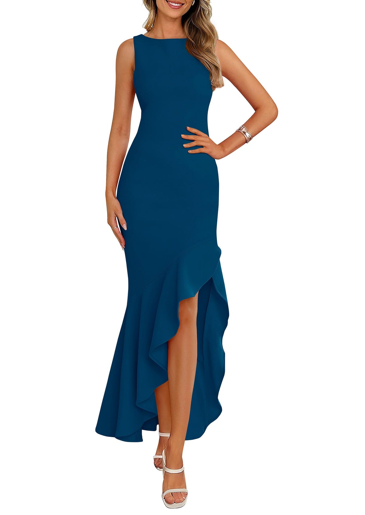 Women's Summer Ruffle Mermaid Cocktail Maxi Dress
