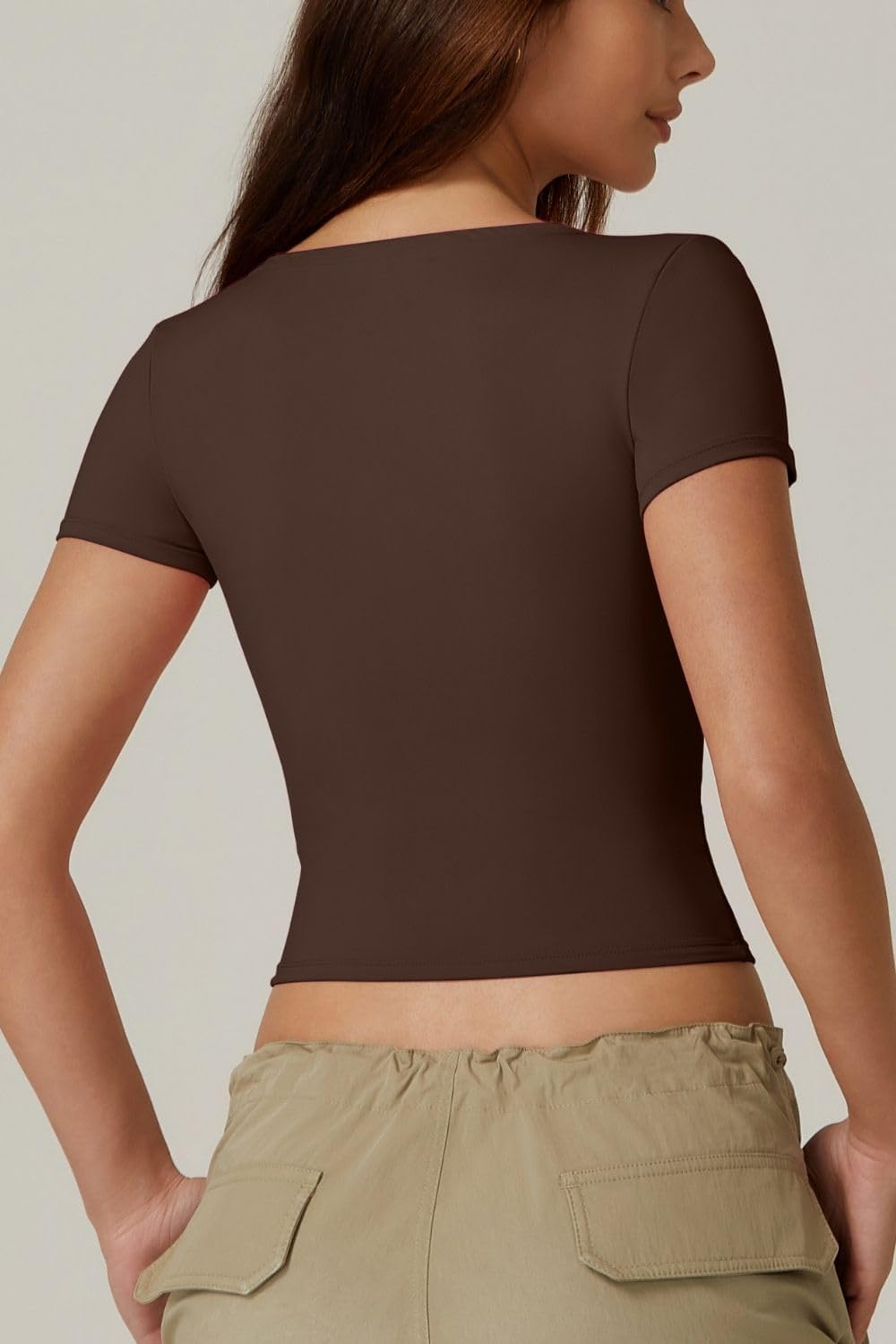 Women's V Neck Button Fit Cropped Top