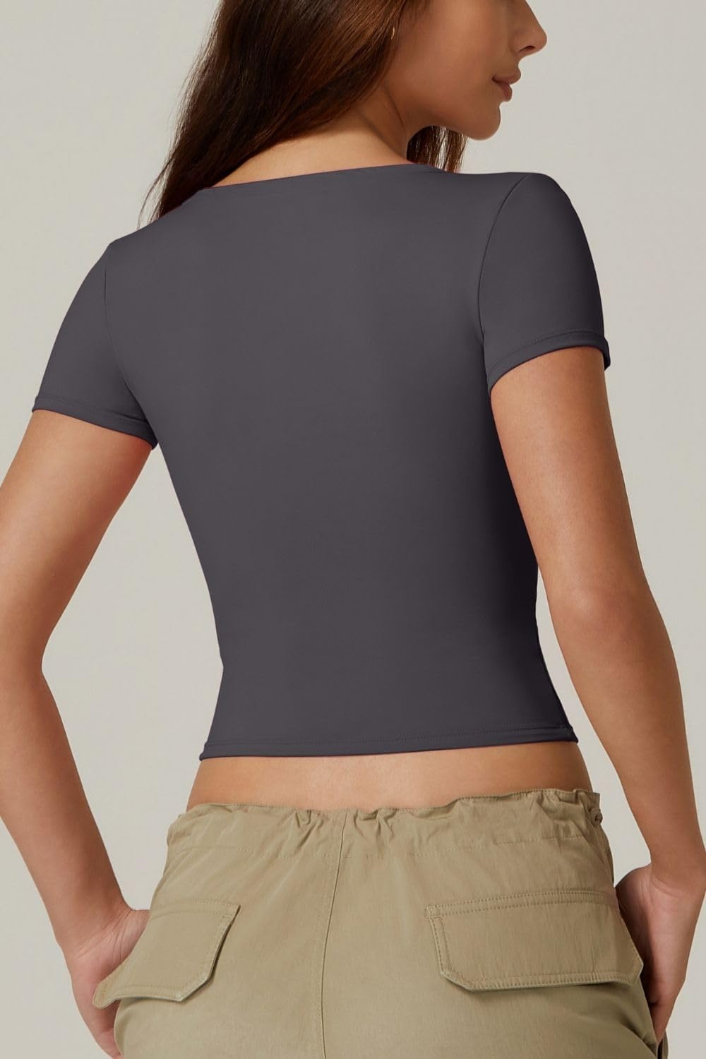 Women's V Neck Button Fit Cropped Top