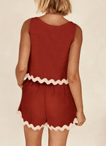 Women's Casual Vest High Waisted Shorts Set