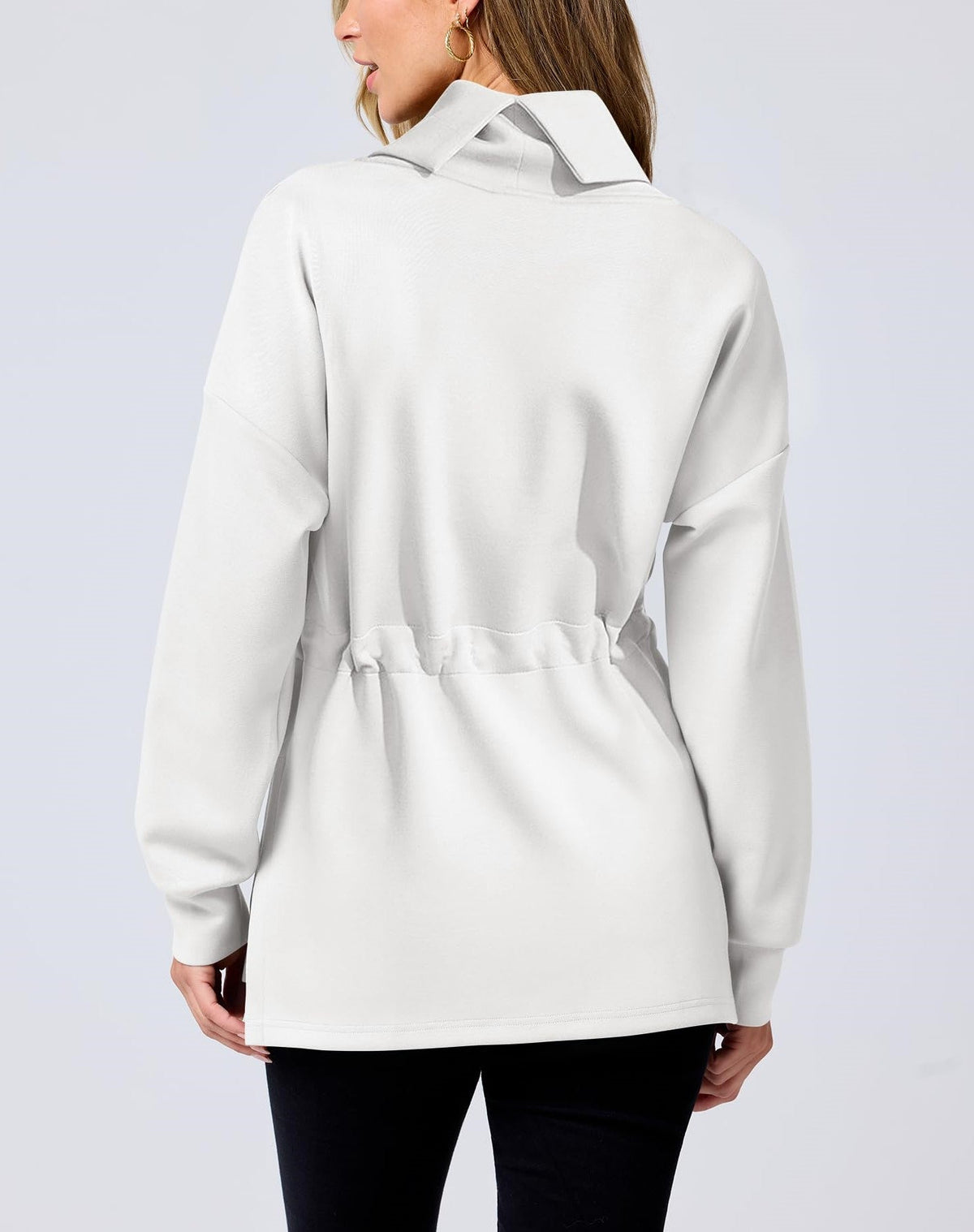 Women's Turtleneck Drawstring Waist Pullover Tops