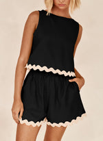 Women's Casual Vest High Waisted Shorts Set