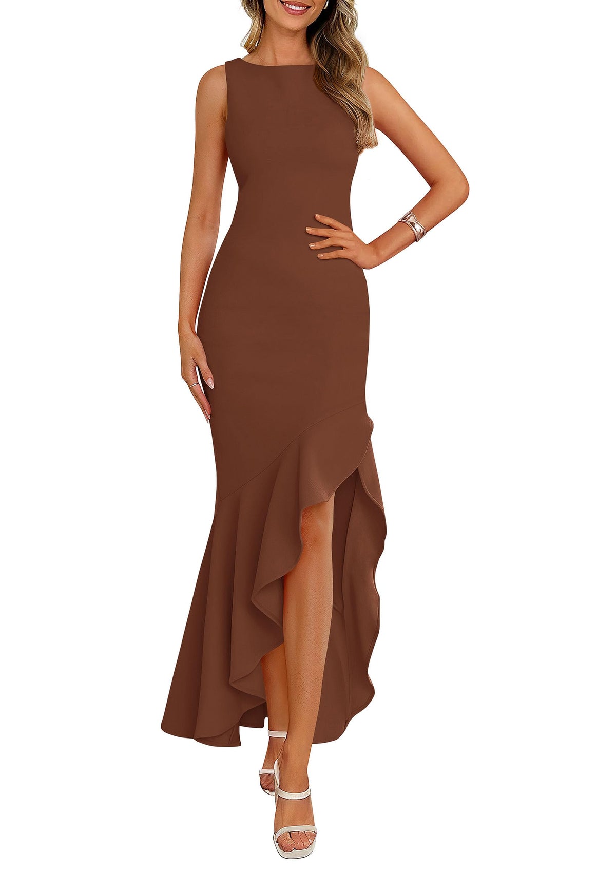 Women's Summer Ruffle Mermaid Cocktail Maxi Dress